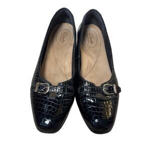 CLARKS Artisan Collection, Keesha Raine black Croc loafers, size women's 9